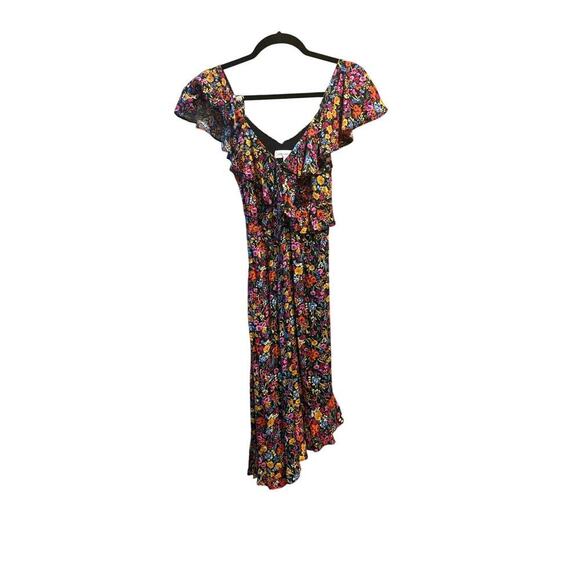 Lost + Wander Sleeveless Flora Garden Asymmetric Hem Ruffled Midi Dress XS - Picture 7 of 11